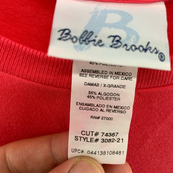 Bobbie Brooks Women Short Sleeve Crew Neck Red Floral Print Top T-Shirt Size XL - Picture 2 of 12